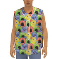 Watercolor Monster Pattern Print Sleeveless Baseball Jersey