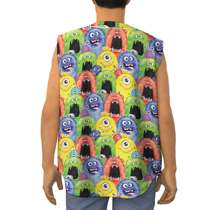 Watercolor Monster Pattern Print Sleeveless Baseball Jersey