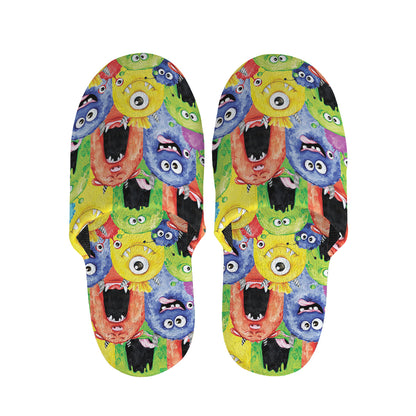 Watercolor Monster Pattern Print Slippers