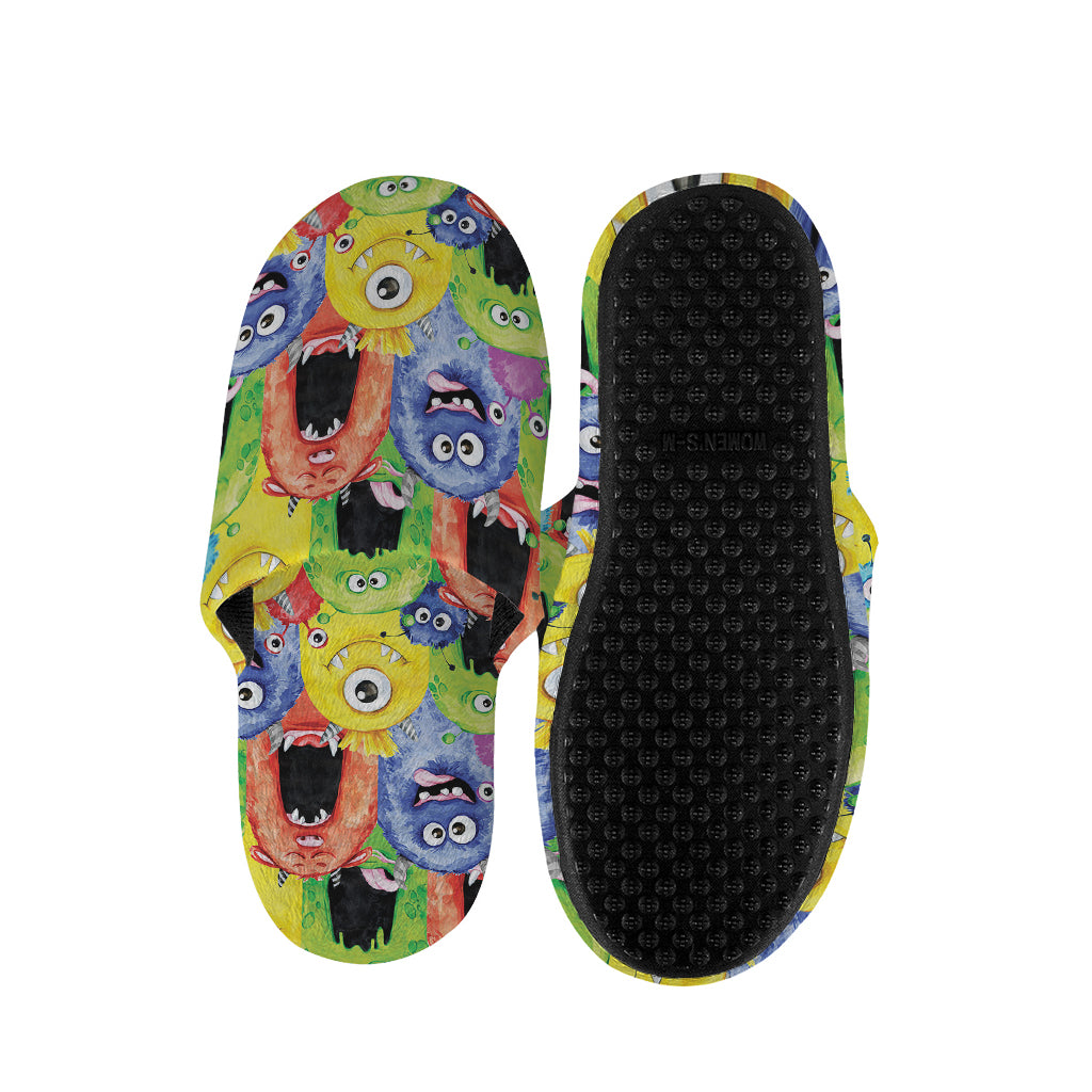 Watercolor Monster Pattern Print Slippers