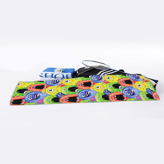 Watercolor Monster Pattern Print Sports Towel