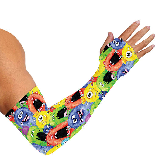 Watercolor Monster Pattern Print Sun Protection Arm Sleeves