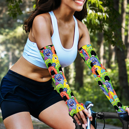 Watercolor Monster Pattern Print Sun Protection Arm Sleeves