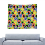Watercolor Monster Pattern Print Tapestry