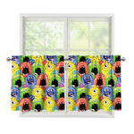 Watercolor Monster Pattern Print Tier Curtains