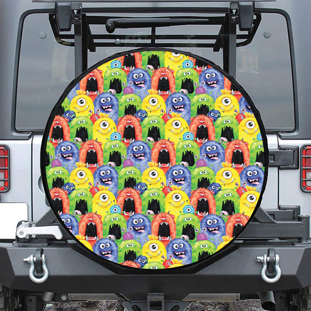 Watercolor Monster Pattern Print Tire Cover