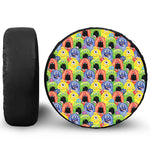 Watercolor Monster Pattern Print Tire Cover