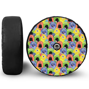 Watercolor Monster Pattern Print Tire Cover With Camera Hole