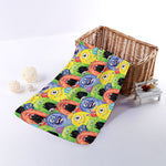 Watercolor Monster Pattern Print Towel