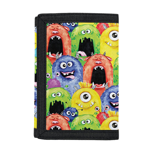 Watercolor Monster Pattern Print Trifold Wallet