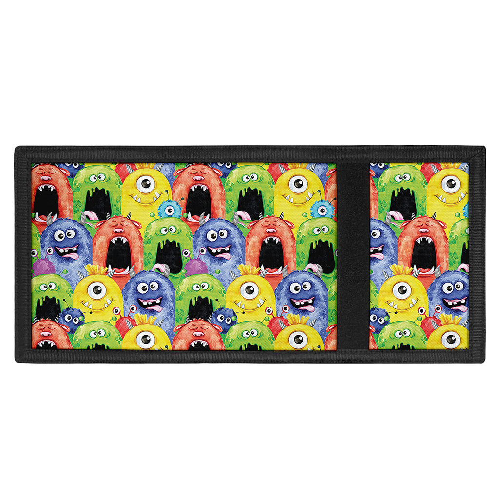 Watercolor Monster Pattern Print Trifold Wallet