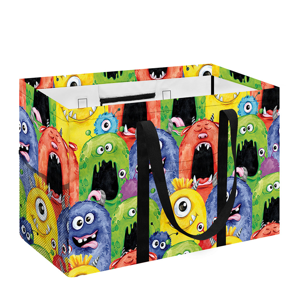 Watercolor Monster Pattern Print Utility Tote Bag