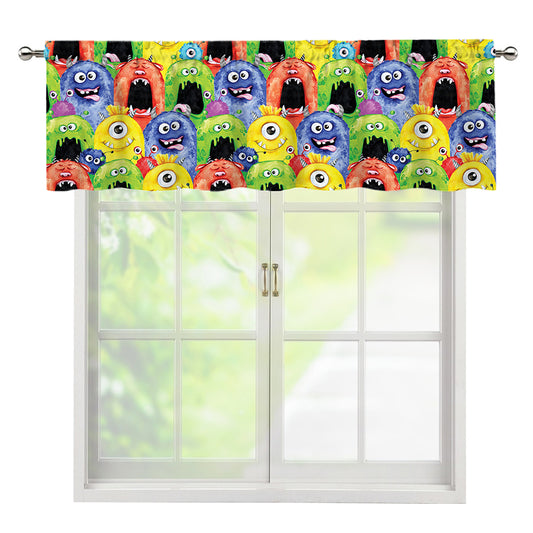Watercolor Monster Pattern Print Window Valance