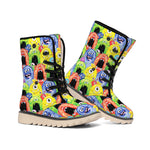 Watercolor Monster Pattern Print Winter Boots