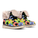 Watercolor Monster Pattern Print Winter Boots
