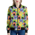 Watercolor Monster Pattern Print Women's Bomber Jacket