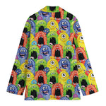 Watercolor Monster Pattern Print Women's Cotton Blazer