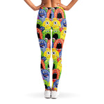 Watercolor Monster Pattern Print Women's Leggings