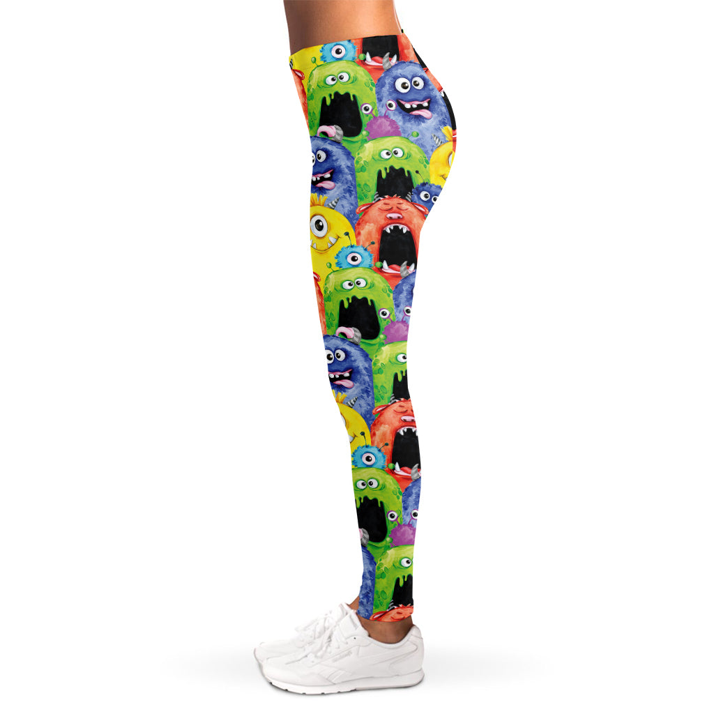 Watercolor Monster Pattern Print Women's Leggings