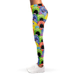 Watercolor Monster Pattern Print Women's Leggings