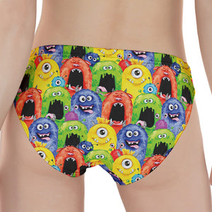 Watercolor Monster Pattern Print Women's Panties