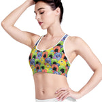 Watercolor Monster Pattern Print Women's Sports Bra