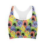 Watercolor Monster Pattern Print Women's Sports Bra