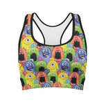Watercolor Monster Pattern Print Women's Sports Bra