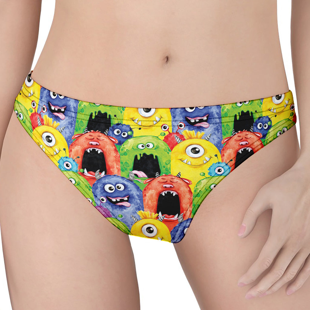 Watercolor Monster Pattern Print Women's Thong