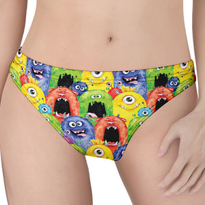 Watercolor Monster Pattern Print Women's Thong