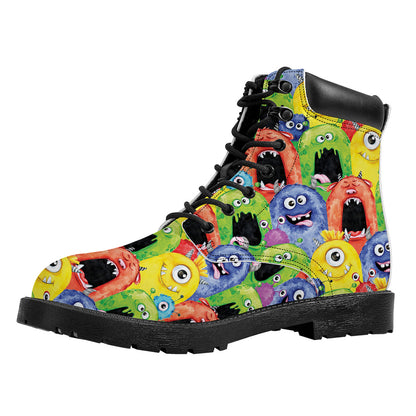 Watercolor Monster Pattern Print Work Boots