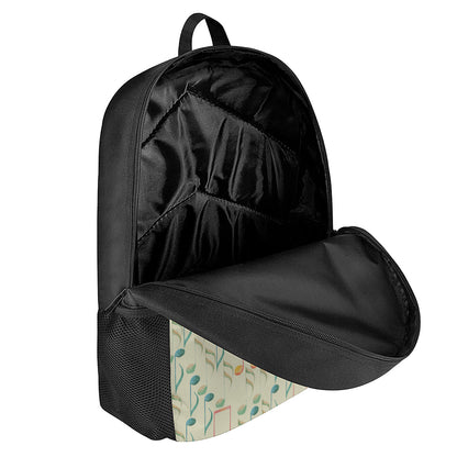 Watercolor Music Notes Pattern Print 17 Inch Backpack