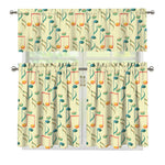 Watercolor Music Notes Pattern Print 3 Piece Kitchen Curtains