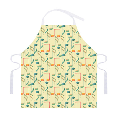 Watercolor Music Notes Pattern Print Adjustable Apron
