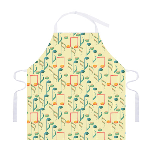 Watercolor Music Notes Pattern Print Adjustable Apron