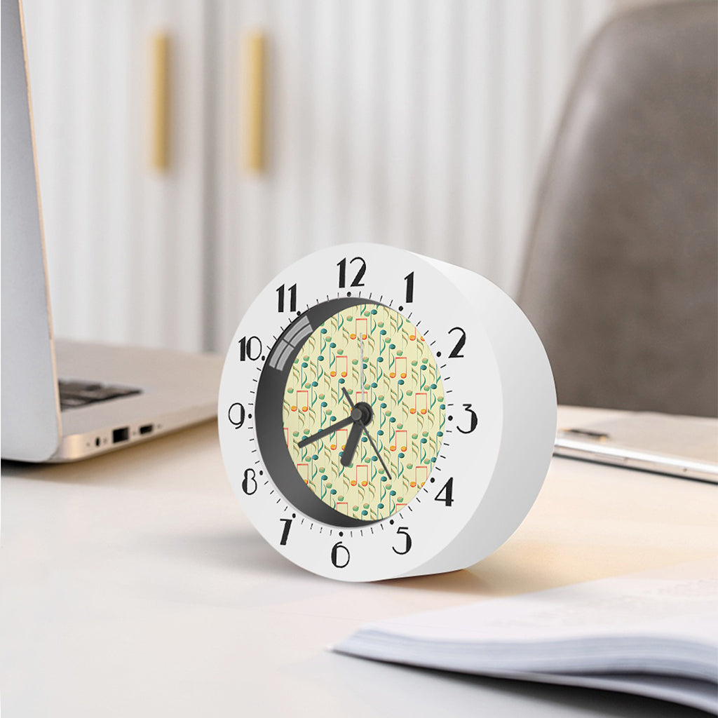 Watercolor Music Notes Pattern Print Alarm Clock