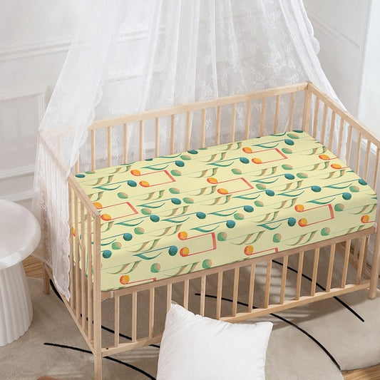 Watercolor Music Notes Pattern Print Baby Crib Sheet