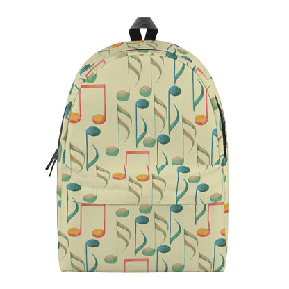 Watercolor Music Notes Pattern Print Backpack