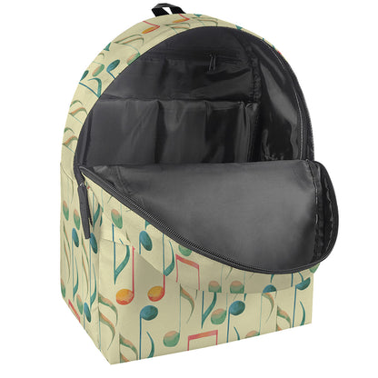 Watercolor Music Notes Pattern Print Backpack