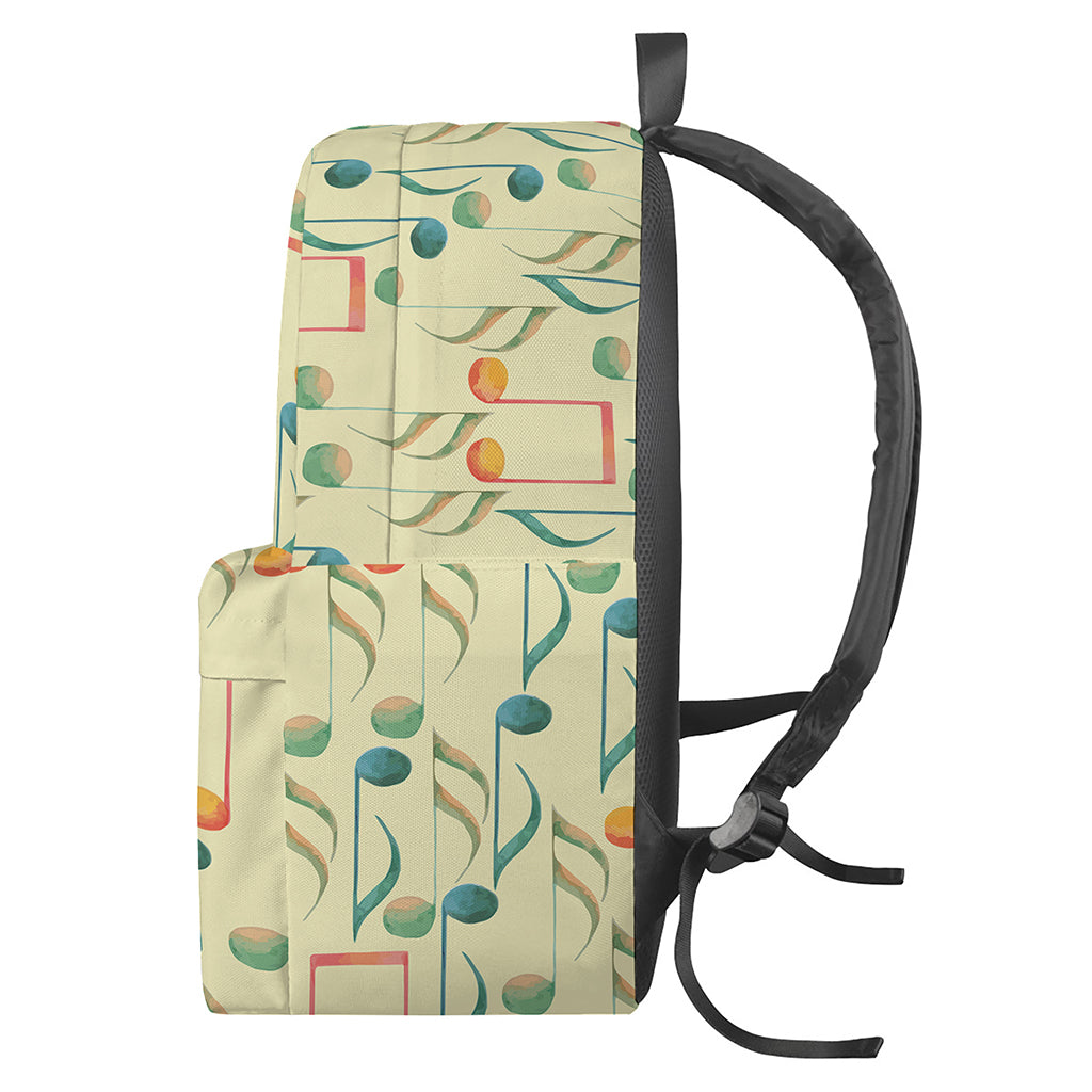 Watercolor Music Notes Pattern Print Backpack