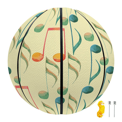 Watercolor Music Notes Pattern Print Basketball
