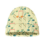 Watercolor Music Notes Pattern Print Beanie
