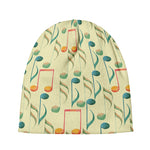 Watercolor Music Notes Pattern Print Beanie
