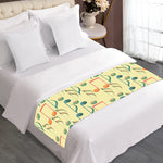 Watercolor Music Notes Pattern Print Bed Runner