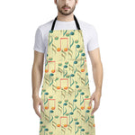 Watercolor Music Notes Pattern Print Bib Apron With Pocket