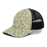 Watercolor Music Notes Pattern Print Black Mesh Trucker Cap