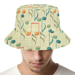 Watercolor Music Notes Pattern Print Bucket Hat