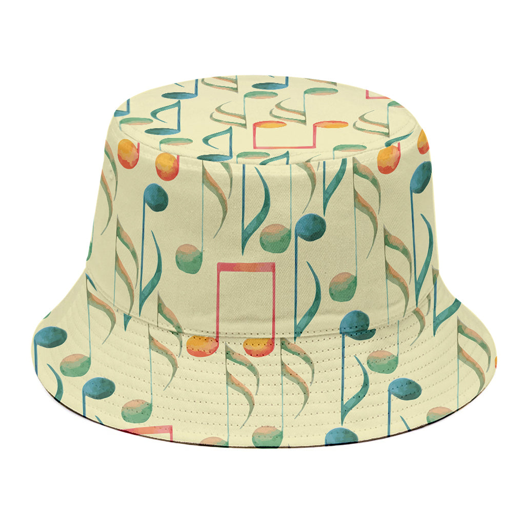 Watercolor Music Notes Pattern Print Bucket Hat