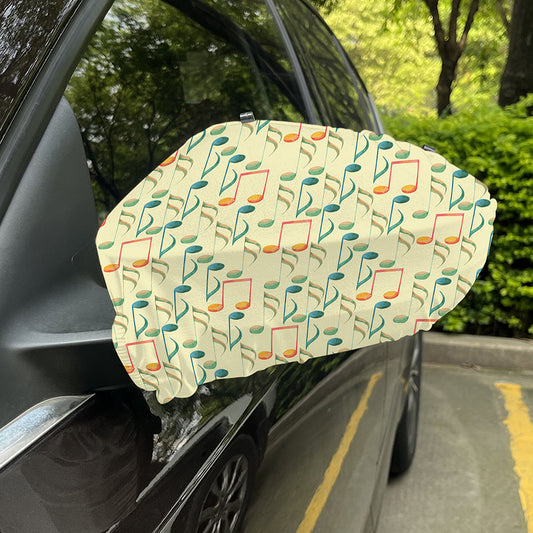 Watercolor Music Notes Pattern Print Car Side Mirror Covers