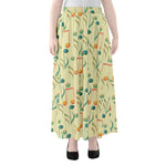Watercolor Music Notes Pattern Print Chiffon Maxi Skirt